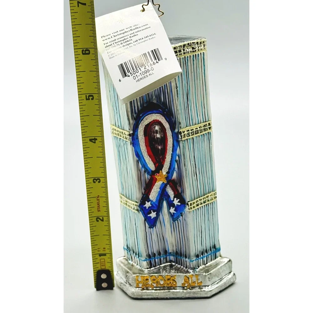 Christopher Radko HEROES ALL 9/11 Twin Towers NYC Glass Ornament Anniversary